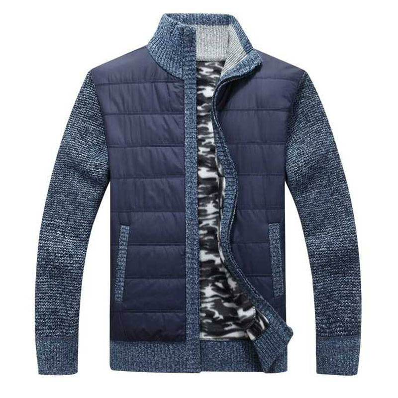 Herren Steppjacke Modern Strick Ärmel Warm - BerlinGlamour