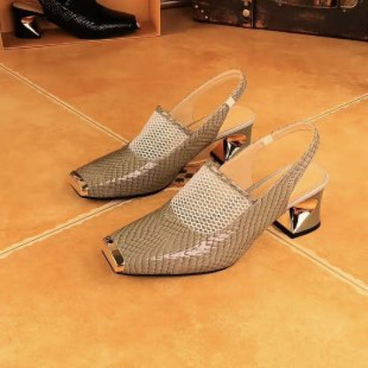 Damen Pumps Slingback Metallic Luxus Schuhe