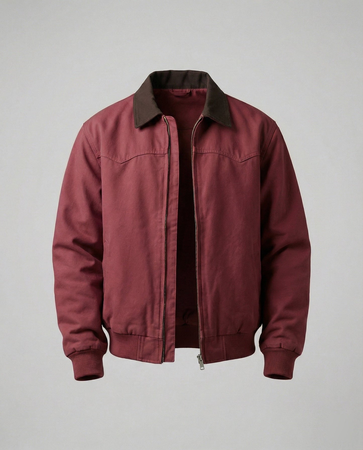 Herren Workerjacke Lässig Reißverschlussjacke Mit Kontrastkragen