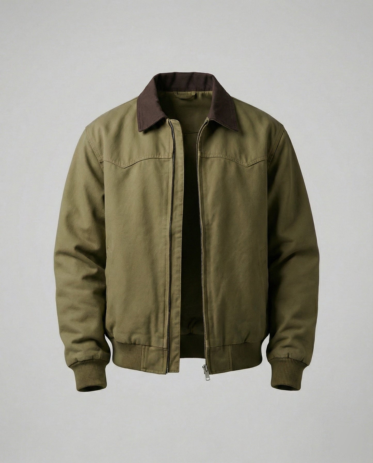 Herren Workerjacke Lässig Reißverschlussjacke Mit Kontrastkragen