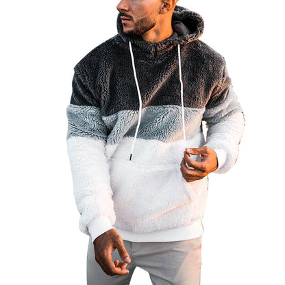 Herren Fleece Hoodie Modern Farbblock Design Kuschelig