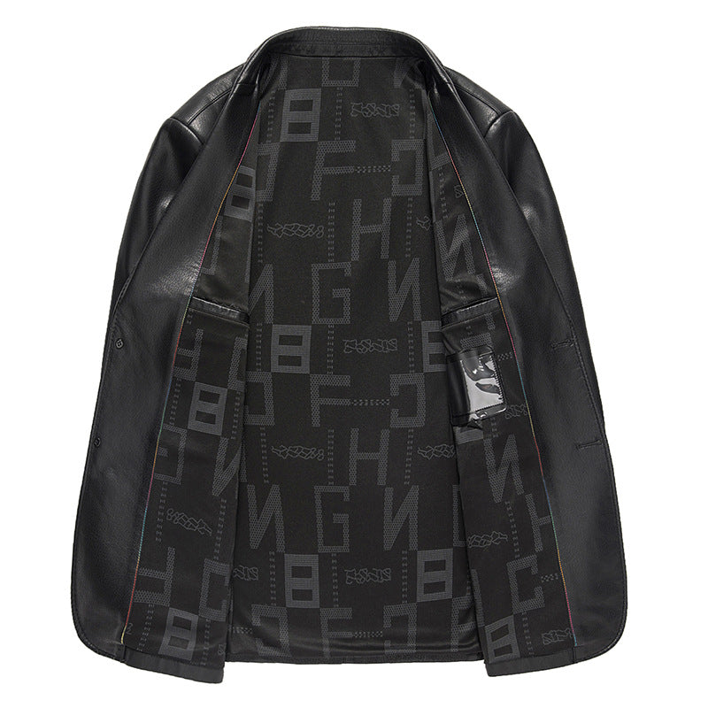 Herren Blazer Kunstleder Moderner Schnitt Eleganter Style