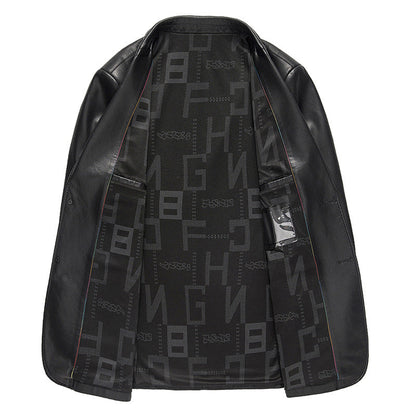 Herren Blazer Kunstleder Moderner Schnitt Eleganter Style