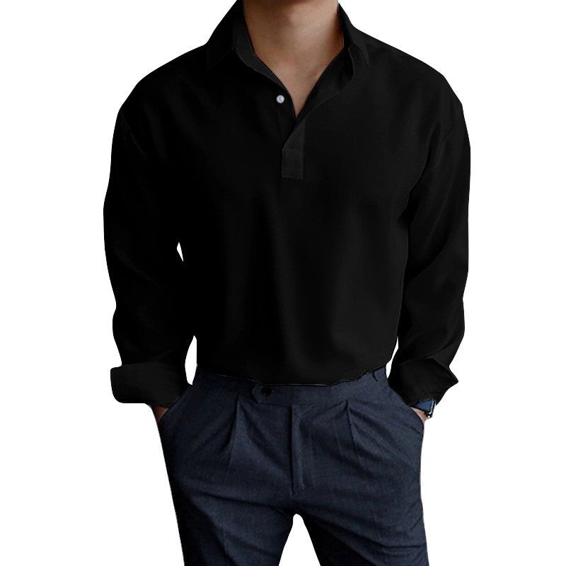 Herren Langarmshirt Modern Polokragen Slim Fit Elegant