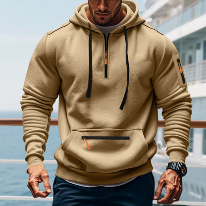 Herren Hoodie Sportlich Mit Reißverschlusstaschen Verstellbar