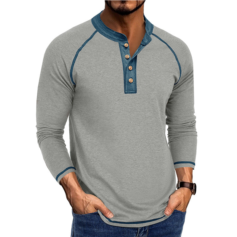 Herren Langarmshirt Modern mit Knopf Detail Elegant