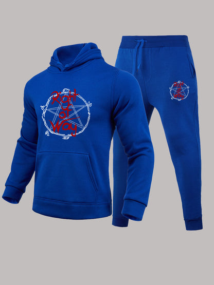Herren Sportset Kapuzenpullover Jogginghose Graffiti Druck