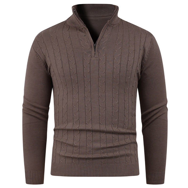 Herren Pullover Strukturiert mit Reißverschluss Kragen Modern