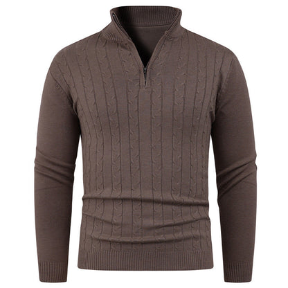 Herren Pullover Strukturiert mit Reißverschluss Kragen Modern