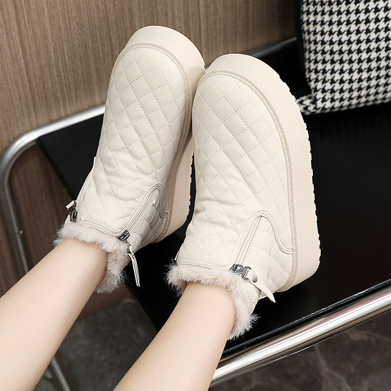 Damen Stiefel Warm Gefüttert Ankle Boots Reißverschluss