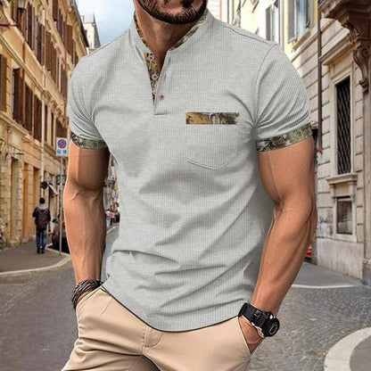 Herren Kurzarmhemd Modern mit Kragen und Brusttasche