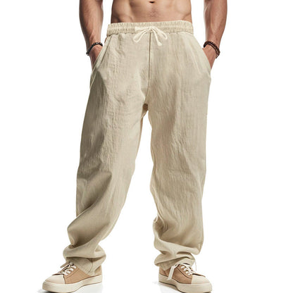 Herren Leinenhose Leicht Elastisch Mit Taschen Modern