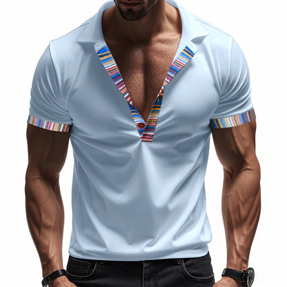 Herren Poloshirt Modern V-Ausschnitt Bunt