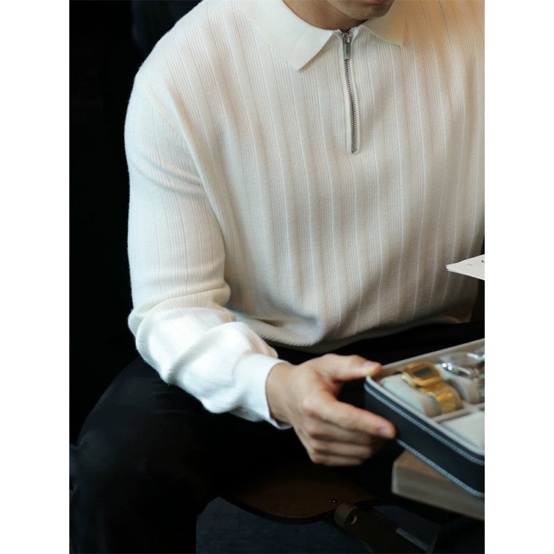 Herren Strickpullover Kragen Reißverschluss Modern