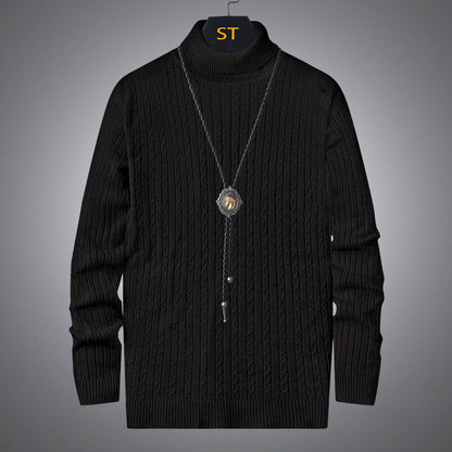Herren Pullover Rollkragen Strick Zopfmuster Modern