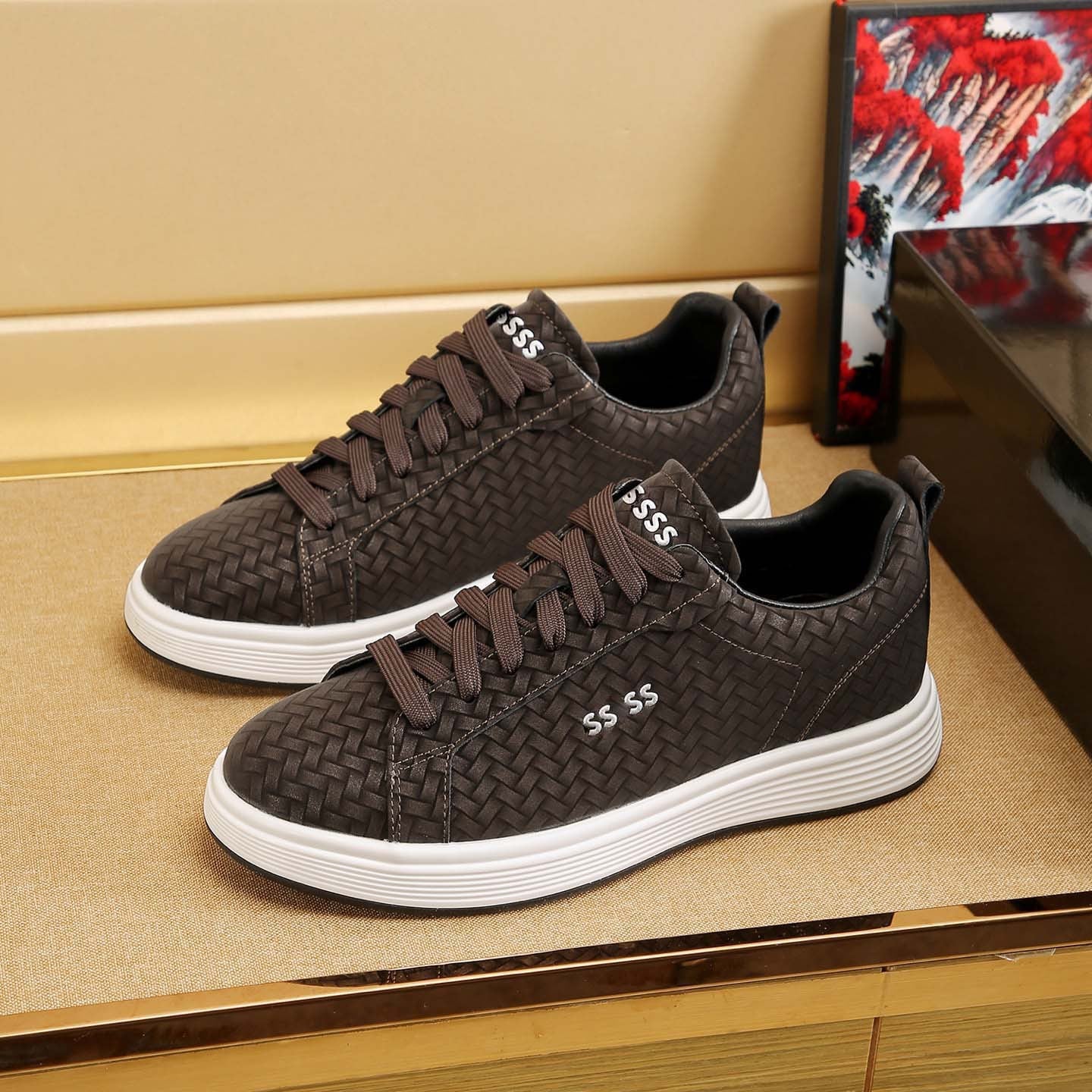 Damen Sneaker Geflochten Rutschfest Modern