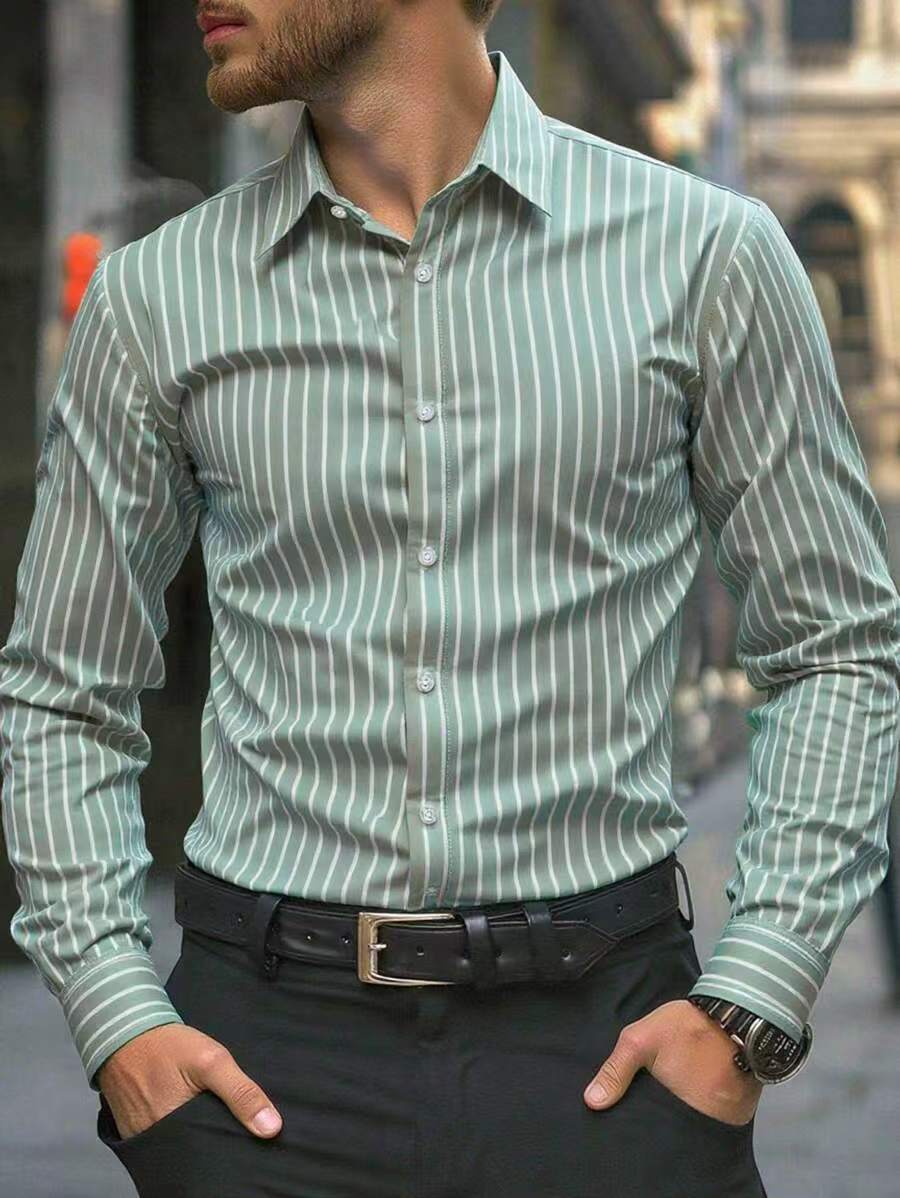 Herren Hemd Slim Fit Streifenmuster Modern