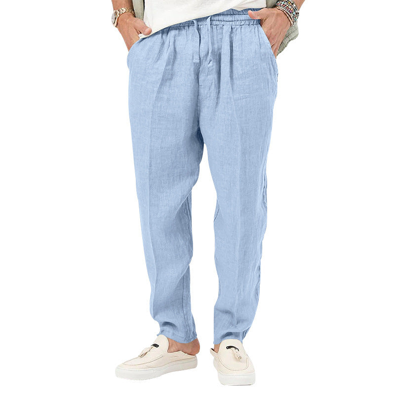 Herren Sommerhose Leicht Leinenhose Elastisch Mit Taschen