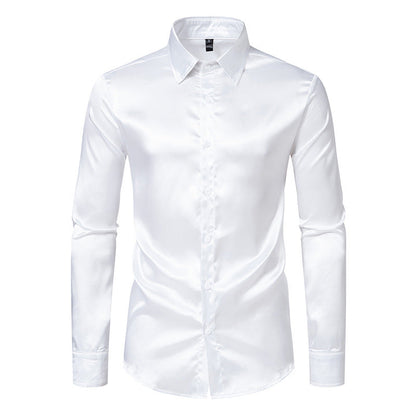 Herren Hemd Elegant Satin Moderner Kragen Feine Optik