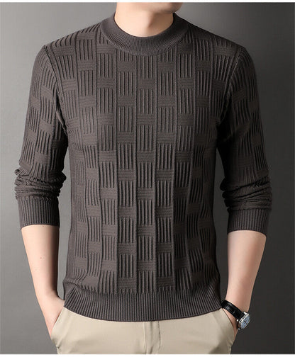 Herren Pullover Feinstrick Modernes Design Grau