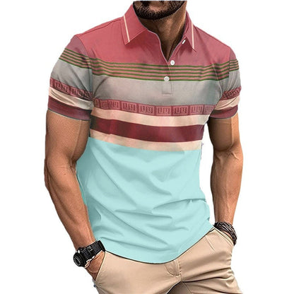 Herren Poloshirt Streifenmuster Modern Sportlich
