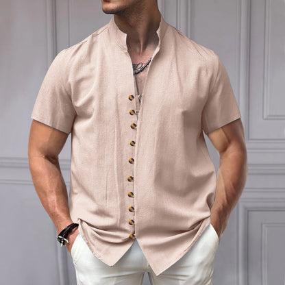 Herren Kurzarmhemd Modern Stehkragen Elegant
