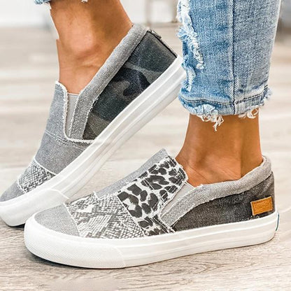 Damen Sneaker Slip-On Muster Mix Farben Trendy