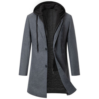 Herren Mantel Übergangsjacke Kapuzenfutter Abnehmbar Modern - BerlinGlamour