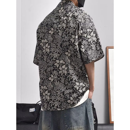 Herren Hemd Kurzarm Blumenmuster Sommer