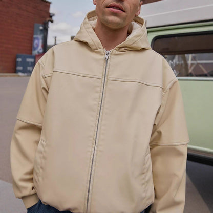 Herren Oversized Kapuzenjacke Lässig Strukturiert