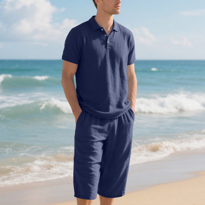 Herren Poloshirt Shorts Set Sommer Mode