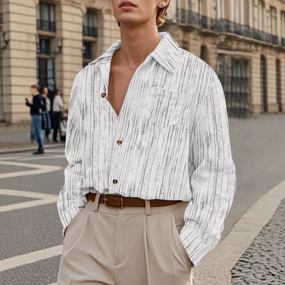 Herren Hemd Elegantes Langarm Hemd mit Struktur-details Modern