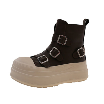 Damen Stiefel Chunky Rutschfest mit Schnallen Winter