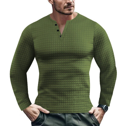 Herren Langarmshirt Strukturiert Knöpfe Modern Berlin Style