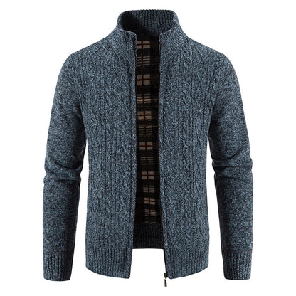 Herren Strickjacke Struktur Optik Hochkragen Modern