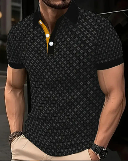 Herren Poloshirt mit Kontrastdetails Modern Strukturiert
