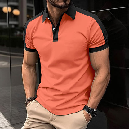 Herren Poloshirt Modern Slim Fit Kontrast Ärmel