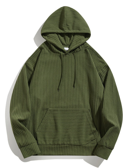 Herren lässiger Kapuzenpullover mit geripptem Design und praktischen Taschen Berlin-Glamour.