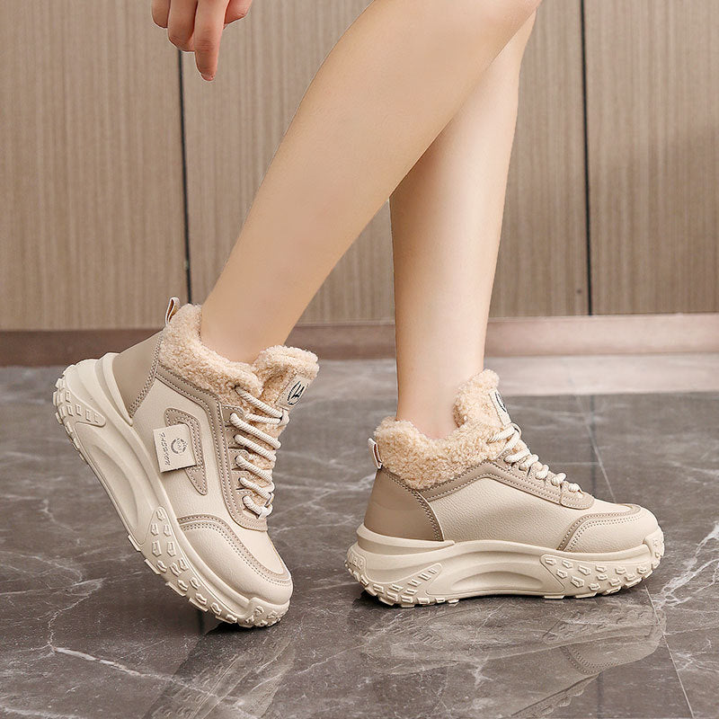 Damen Sneaker Hochgeschnittene Kuschelige Innenfutter Rutschfeste Sohle