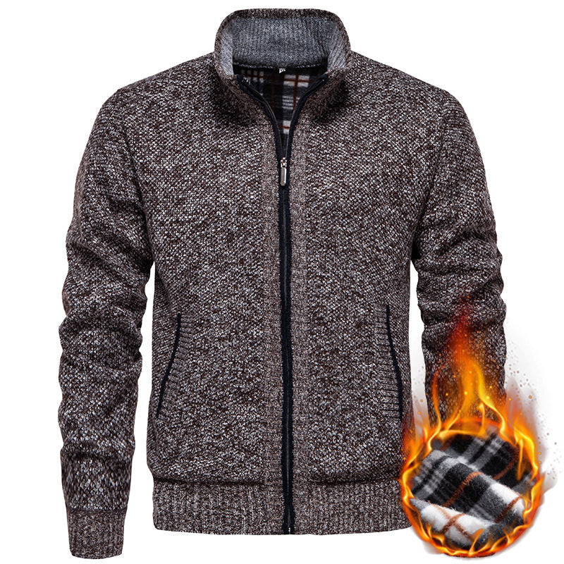 Herren Strickjacke Modern mit hohem Kragen und Taschen