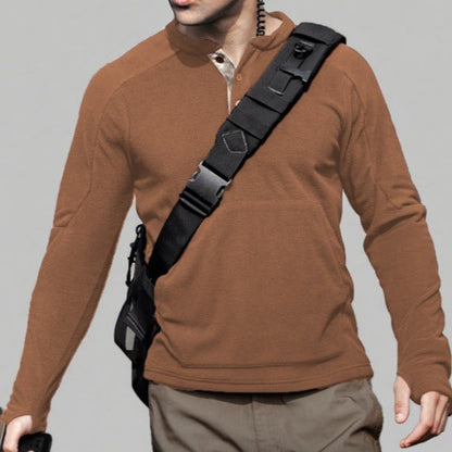 Herren Fleece Pullover Stehkragen Knöpfe Modern
