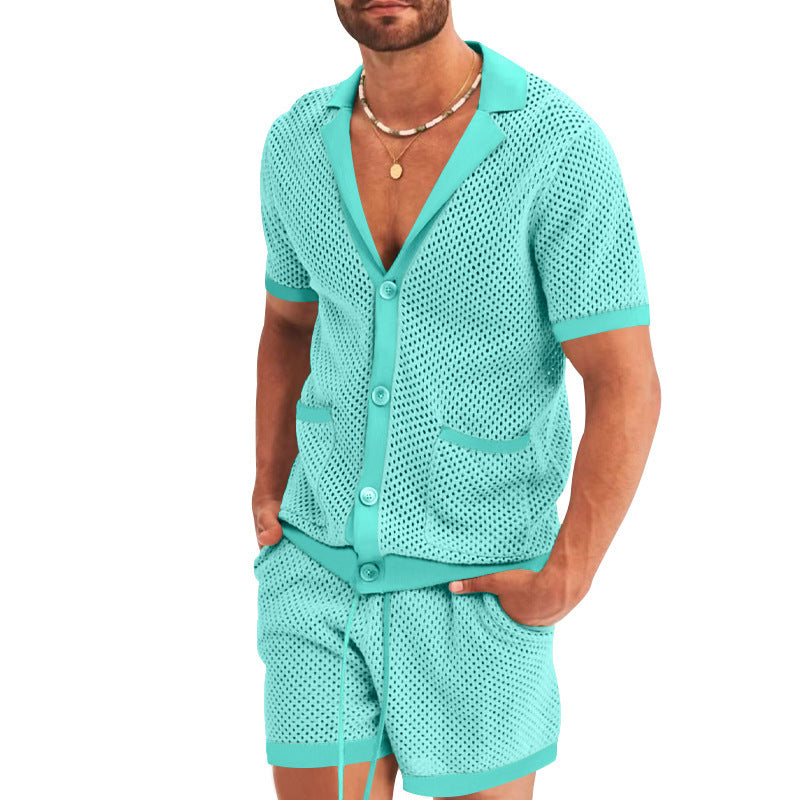 Herren Leichtes Sportset Kurzarm Hemd und Shorts atmungsaktiv