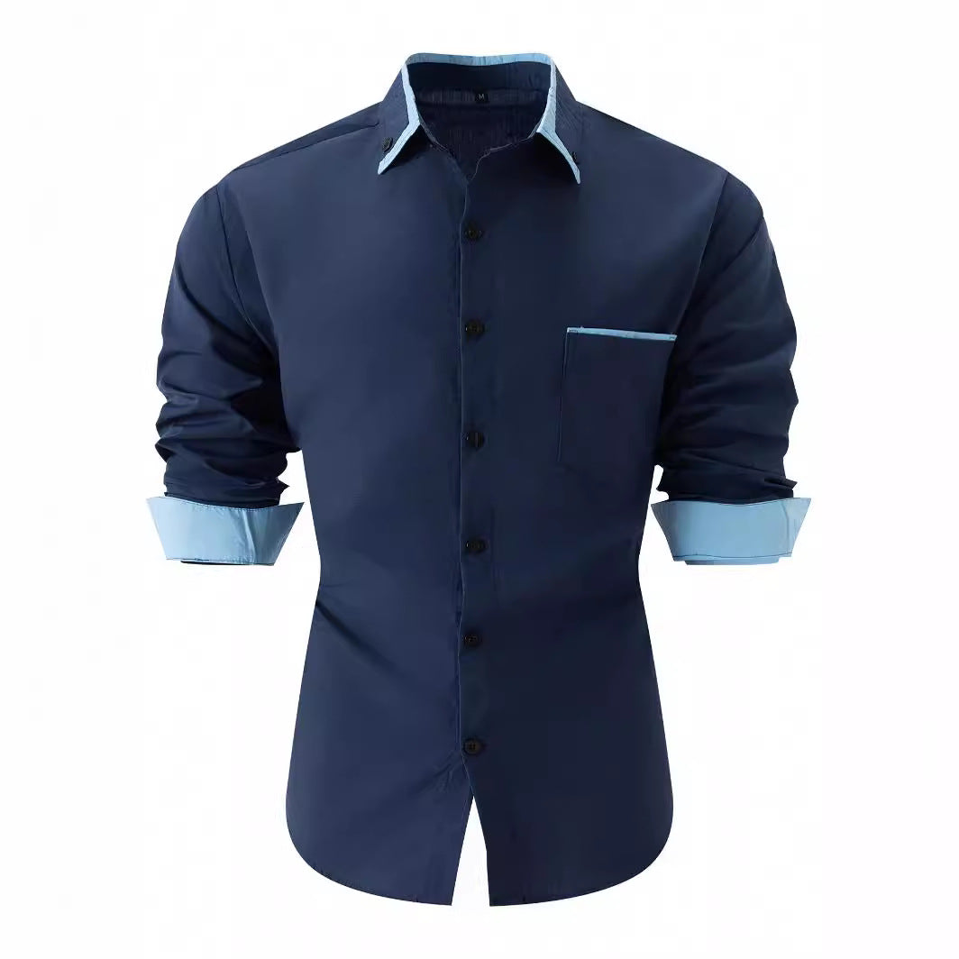 Herren Business Hemd Kontrast Akzent Modern Elegant