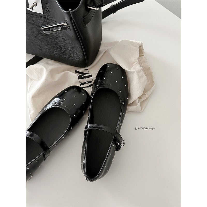 Damen Ballerinas Glitzer Strass Elegante Schnalle