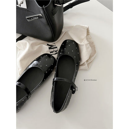 Damen Ballerinas Glitzer Strass Elegante Schnalle