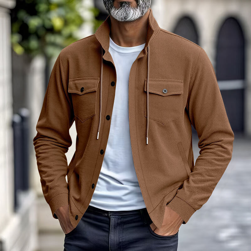 Herren Cordjacke Stehkragen Modisch Praktisch