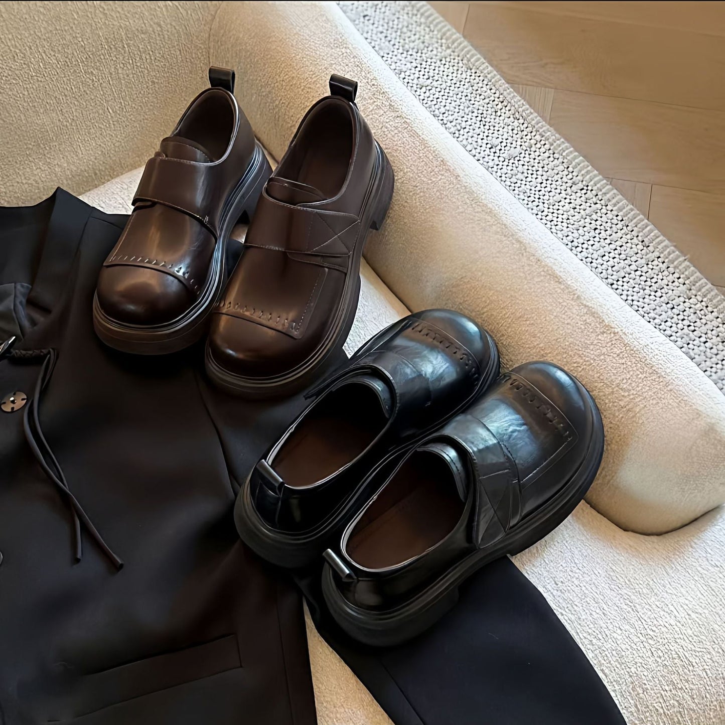 Damen Mokassins Bequem Riemen Schuhe Comfort