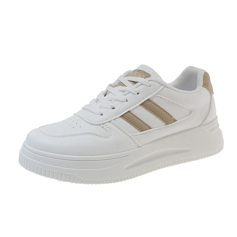 Damen Sneaker Plattform Schuhe Hoch Lederoberfläche Atmungsaktiv