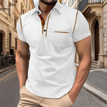 Herren Kurzarmhemden Modern mit Kragen und Brusttasche