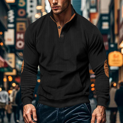 Herren Pullover Modern Stehkragen Knopfleiste Casual